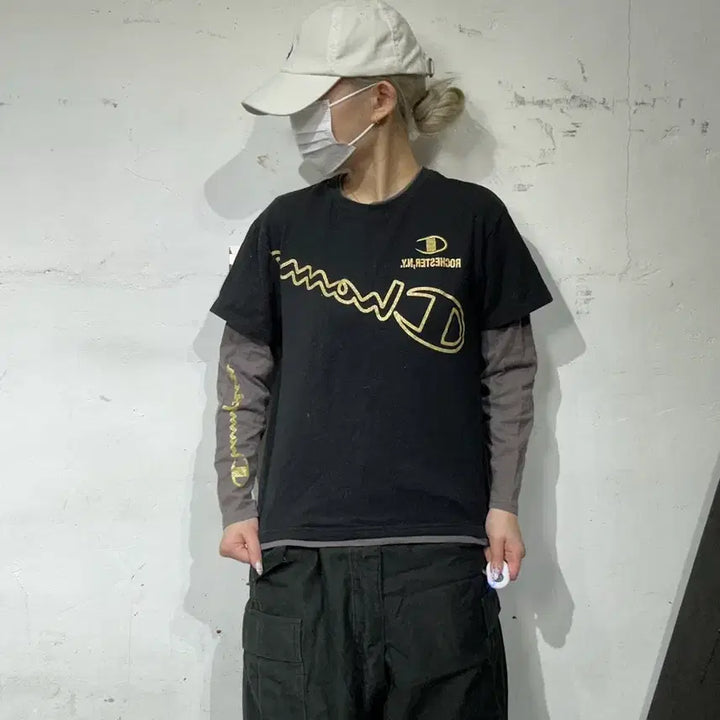 [BUNJANG] Champion Japan Big Logo Long Sleeve T-shirt / 챔피온 재팬 빅 로고 블랙 차콜 긴팔티
