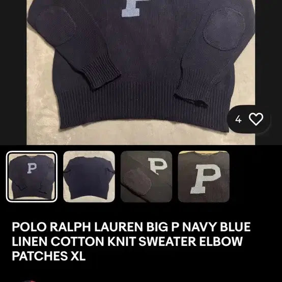 [BUNJANG] Polo Ralph Lauren P Logo Navy Knit Sweater / 폴로 랄프로렌 P 로고 니트 네이비