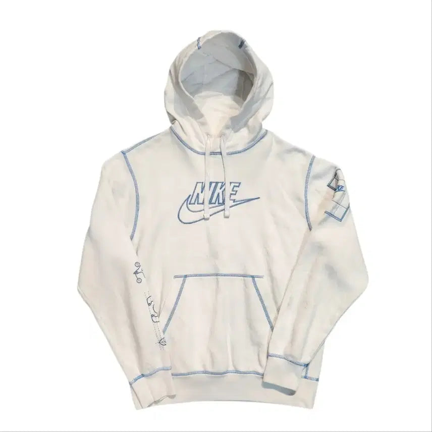[BUNJANG] Nike Swoosh Logo White Hoodie / 나이키 스우시 로고 화이트 후드티사이즈