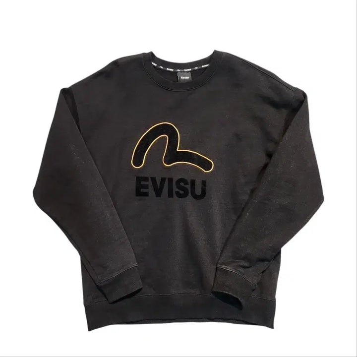 [BUNJANG] EVISU Black Logo Sweatshirt / 에비수 블랙 로고 맨투맨 티셔츠