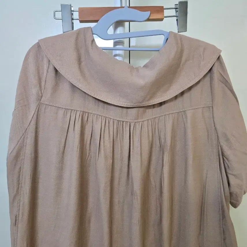 [BUNJANG] Collared Long Dress Brown Short Sleeve / 카라넥 롱 원피스 브라운 반팔