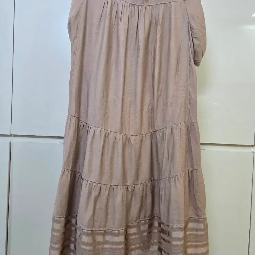 [BUNJANG] Collared Long Dress Brown Short Sleeve / 카라넥 롱 원피스 브라운 반팔