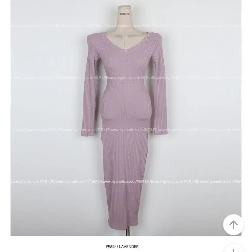 [BUNJANG] Hypnotic Lavender Glam Ribbed Long Dress / 히프나틱 자체제작 글램 골지 롱 원피스 (라벤더)