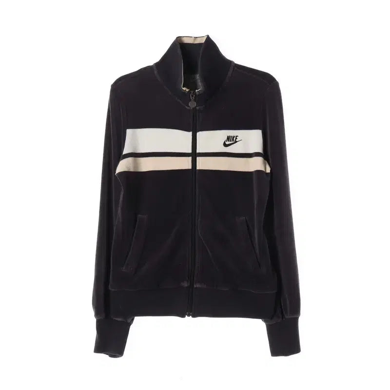 [BUNJANG] Nike Velour Track Jacket (Black &amp; Beige) - S / 나이키 블랙 앤 베이지 벨루어 트랙 자켓 S