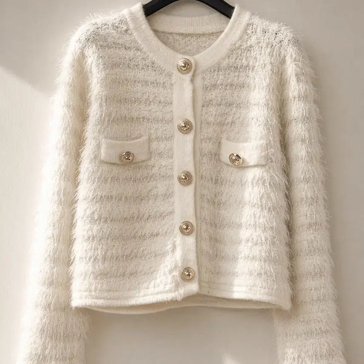 [BUNJANG] Ivory Tweed Style Cardigan / 아이보리 트위드 스타일 가디건