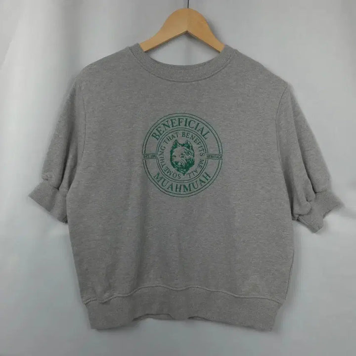 [BUNJANG] Muahmuah Stitch Half Sleeve Sweatshirt / 여S-M 무아무아 스티치 하프 스웻셔츠 반팔 맨투맨