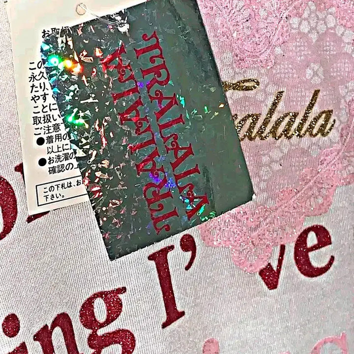 [BUNJANG] Tralala Pink Gold Glitter White T-shirt / !!수요일까지만 할인!! 트랄라라 tralala 반팔 티셔츠 갸루