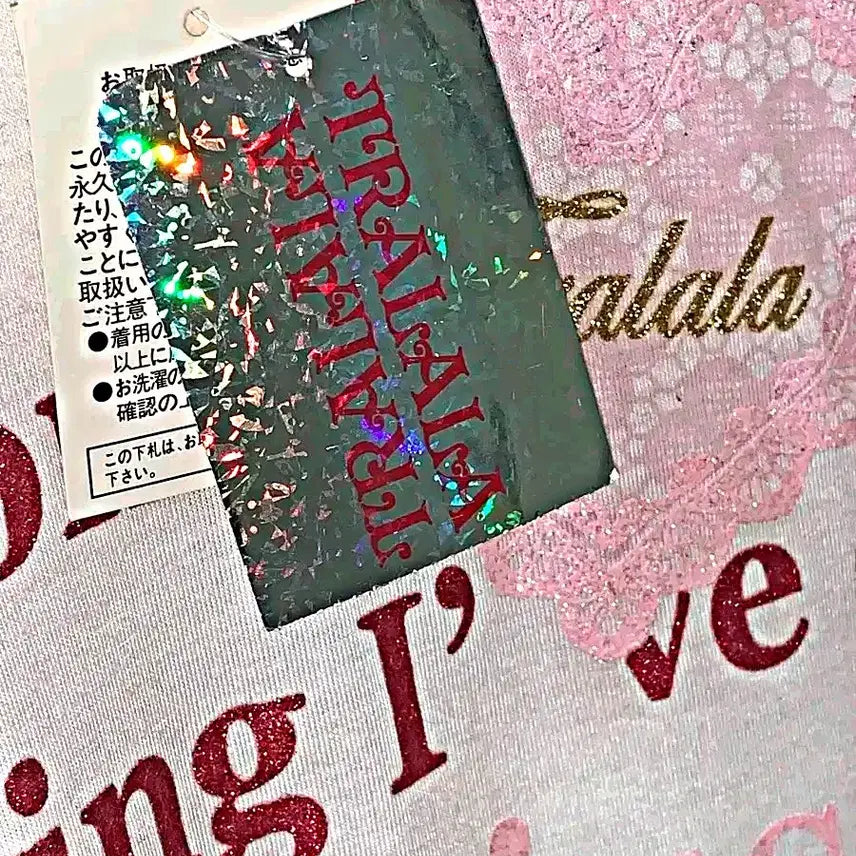 [BUNJANG] Tralala Pink Gold Glitter White T-shirt / !!수요일까지만 할인!! 트랄라라 tralala 반팔 티셔츠 갸루