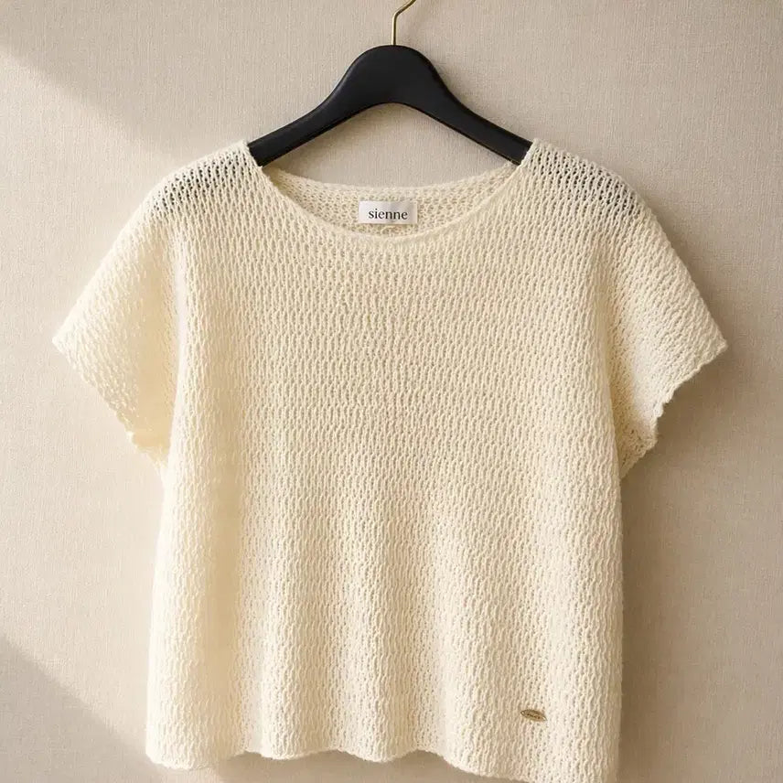 [BUNJANG] Sienne Ivory Knit T-Shirt / sienne 아이보리 반팔 니트 티셔츠 새상품 택있음