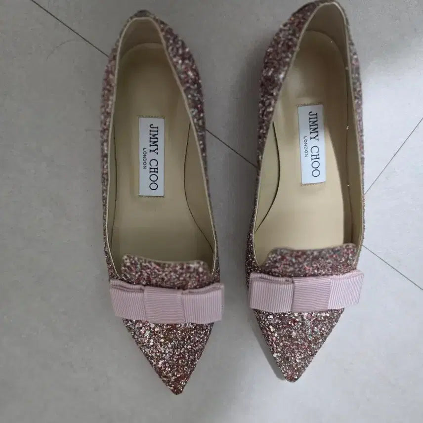 [BUNJANG] Jimmy Choo Glitter Ribbon Pumps / 지미추