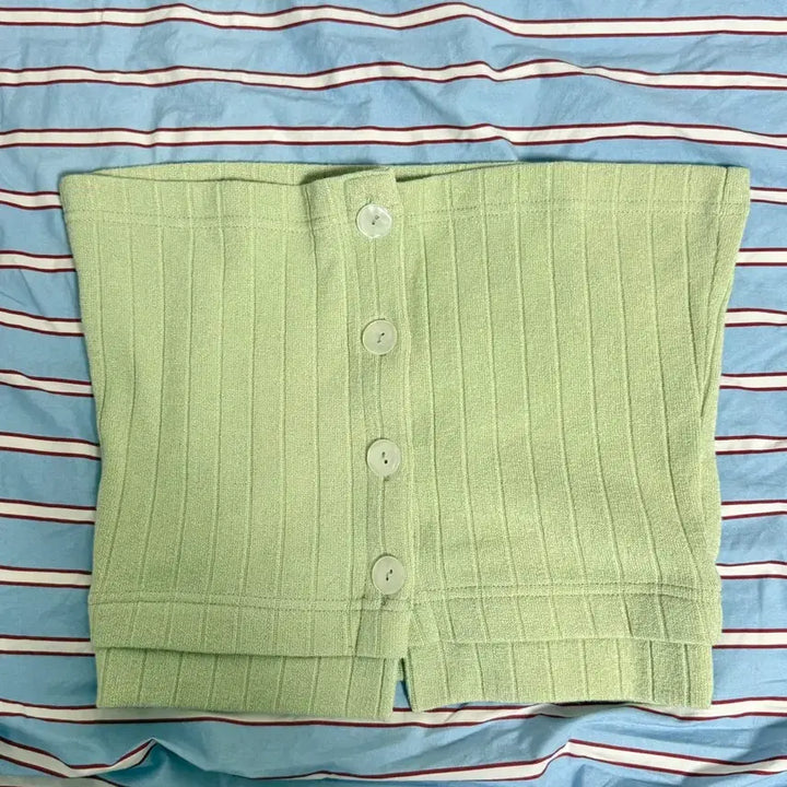 [BUNJANG] Mindy Green Sheer Cardigan + Top Set / 민더리 그린 시스루 가디건 + 튜브탑 세트 (미시용)