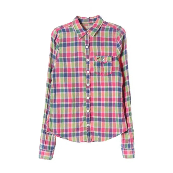 [BUNJANG] Hollister Plaid Check Long Sleeve Shirt XS / 홀리스터 컬러풀 플레이드 체크 롱슬리브 셔츠 XS
