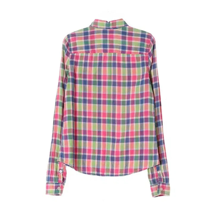 [BUNJANG] Hollister Plaid Check Long Sleeve Shirt XS / 홀리스터 컬러풀 플레이드 체크 롱슬리브 셔츠 XS