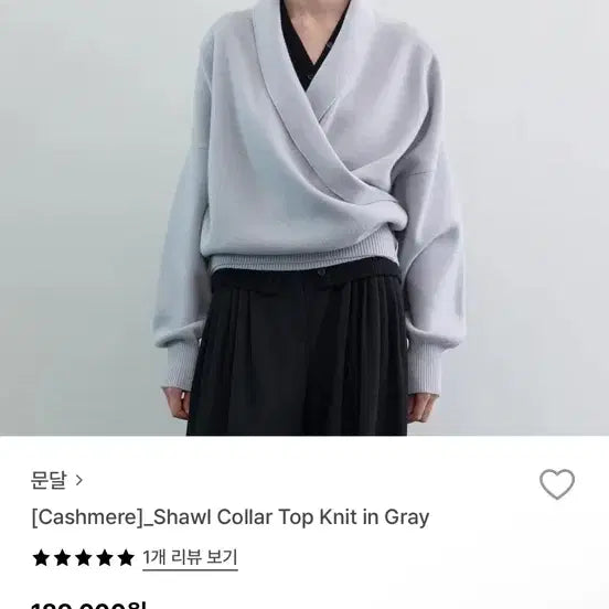 [BUNJANG] Moondal Shawl Collar Knit Top - Gray / 문달 숄 카라 탑 니트 그레이