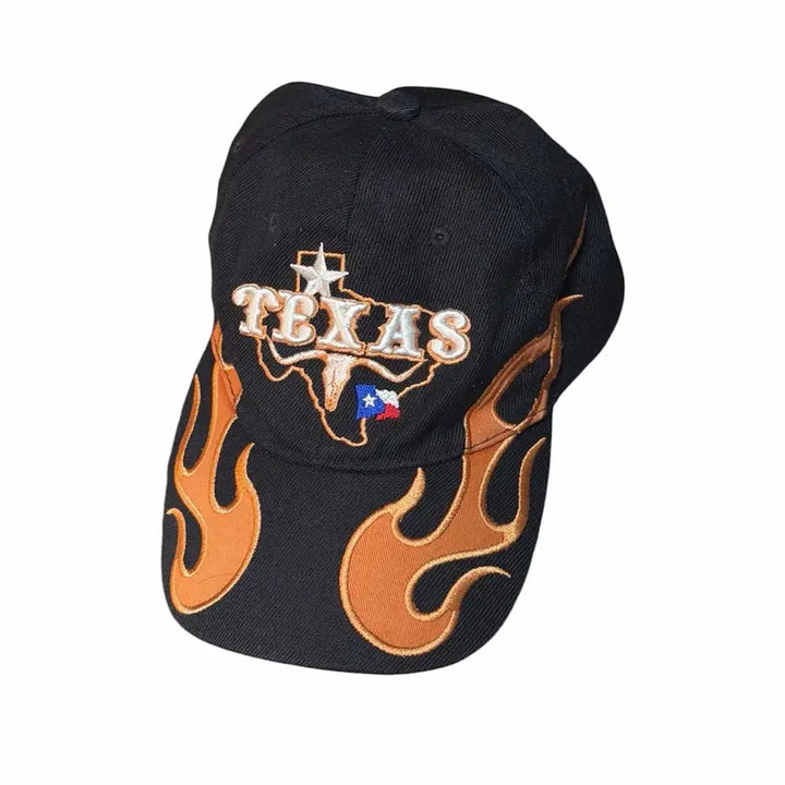 [BUNJANG] Texas Vintage Flame Ball Cap Black / 택사스 빈티지 플레임 볼캡 블랙