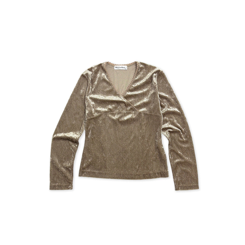 [BUNJANG] MATCH&amp;MORE Velour V-Neck Long Sleeve T-shirt / MATCH&amp;MORE 벨루어 브이넥 긴팔 티셔츠