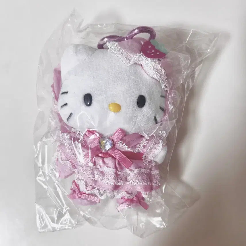 [BUNJANG] Hello Kitty Lovely Frill Mascot Pink Plush Doll / {미개봉 새상품} 헬로키티 러블리 프릴 마스코트 핑크 인형 누이