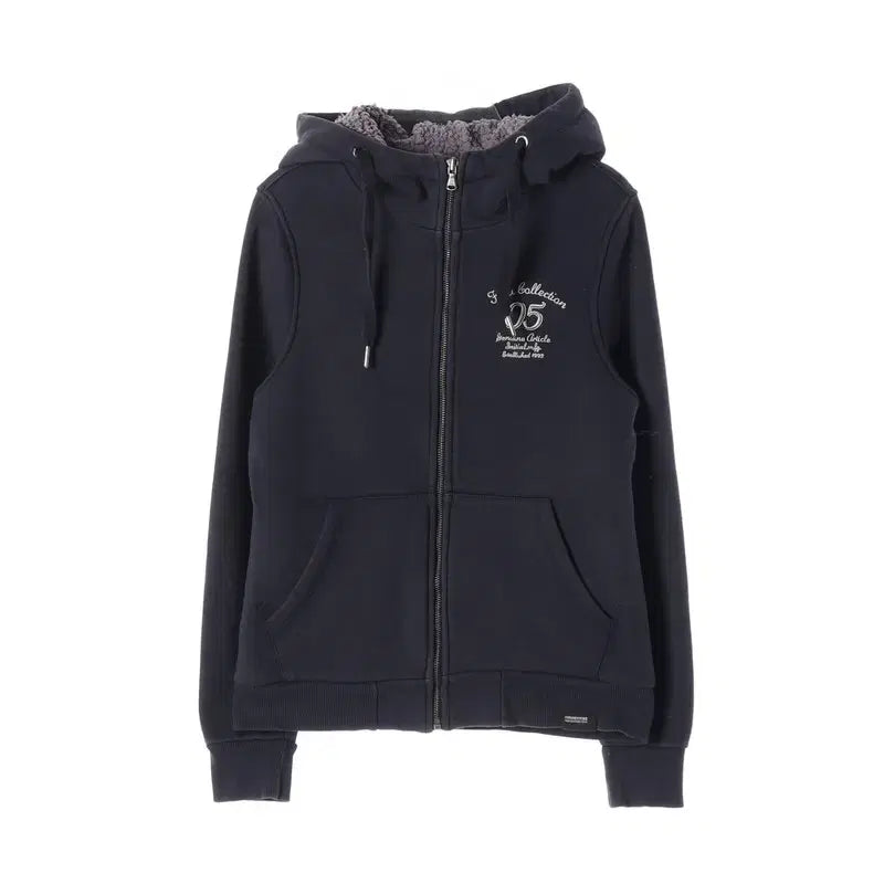 [BUNJANG] FUBU Navy Boa-Lined Hoodie Zip-Up (S) / FUBU 네이비 보아털 안감 후드 집업 S