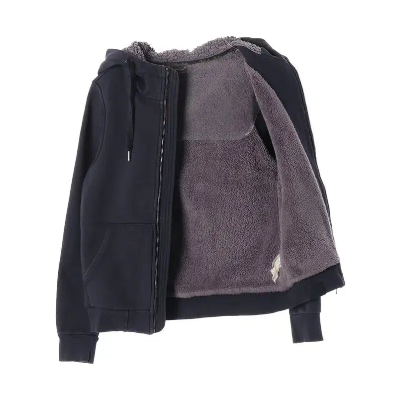[BUNJANG] FUBU Navy Boa-Lined Hoodie Zip-Up (S) / FUBU 네이비 보아털 안감 후드 집업 S