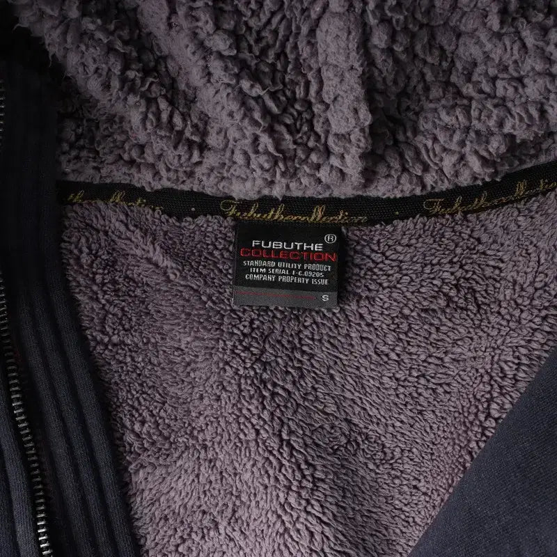 [BUNJANG] FUBU Navy Boa-Lined Hoodie Zip-Up (S) / FUBU 네이비 보아털 안감 후드 집업 S