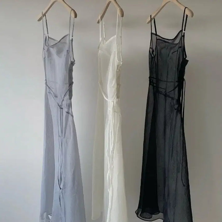 [BUNJANG] Basket Layered See-through Dress / 고퀄 도매택 basket 바스켓 시스루 레이어드 원피스 소라그레이
