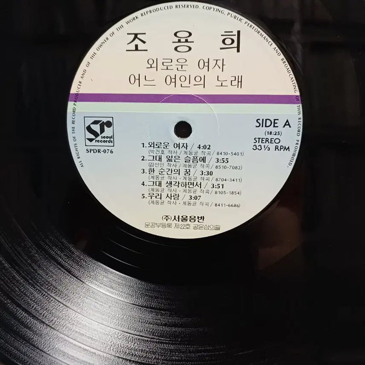 [BUNJANG] Jo Yong-hee Lonely Woman LP Album / 조용희LP 87년초반 외로운 여자 MINT