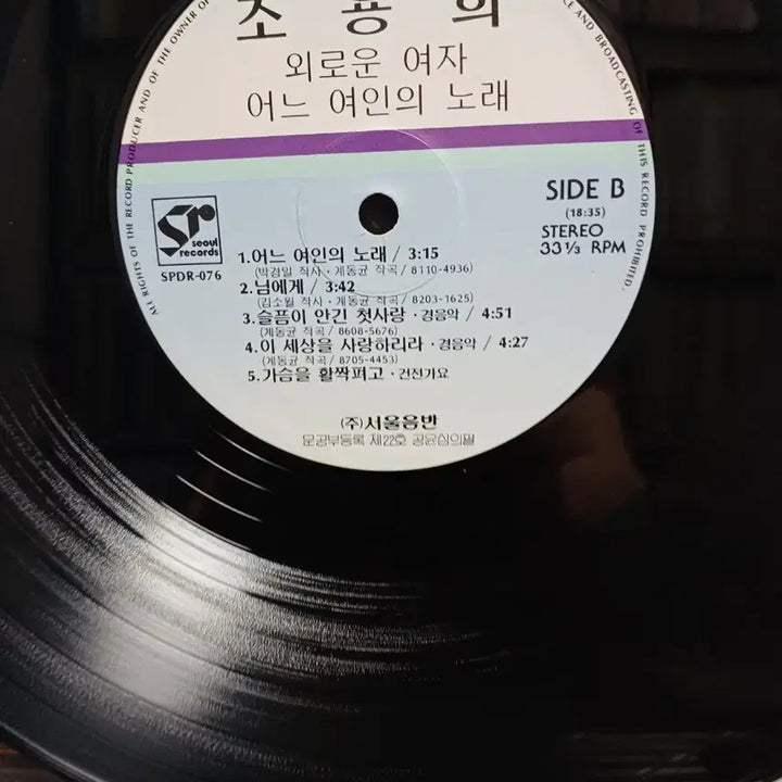 [BUNJANG] Jo Yong-hee Lonely Woman LP Album / 조용희LP 87년초반 외로운 여자 MINT