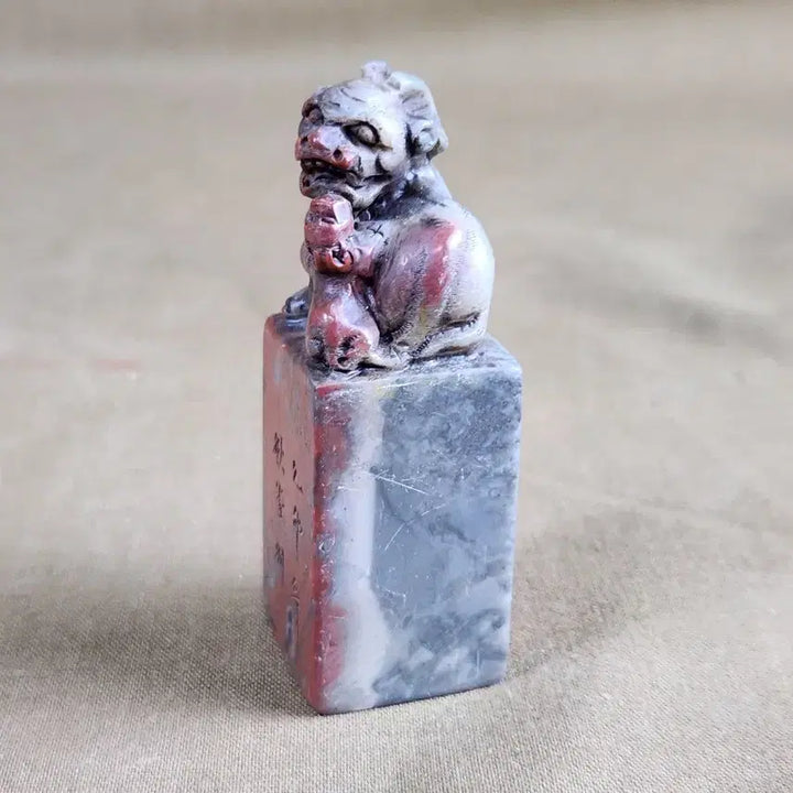 [BUNJANG] Natural Jade Red Haetae Seal Stamp / 천연옥 붉은 해태 인장낙관