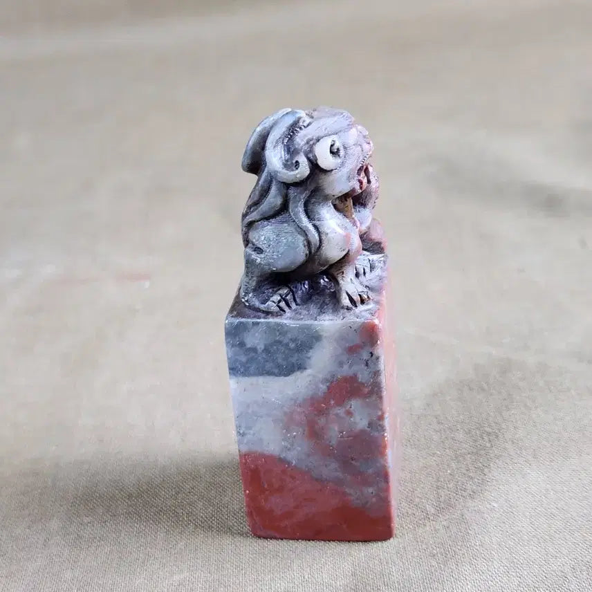 [BUNJANG] Natural Jade Red Haetae Seal Stamp / 천연옥 붉은 해태 인장낙관