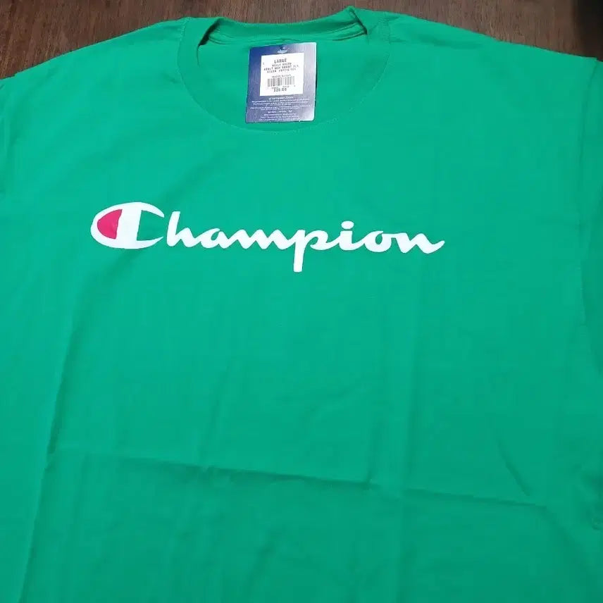 [BUNJANG] Champion Logo Green T-shirt L / 챔피온 로고 반팔 티셔츠 그린 L