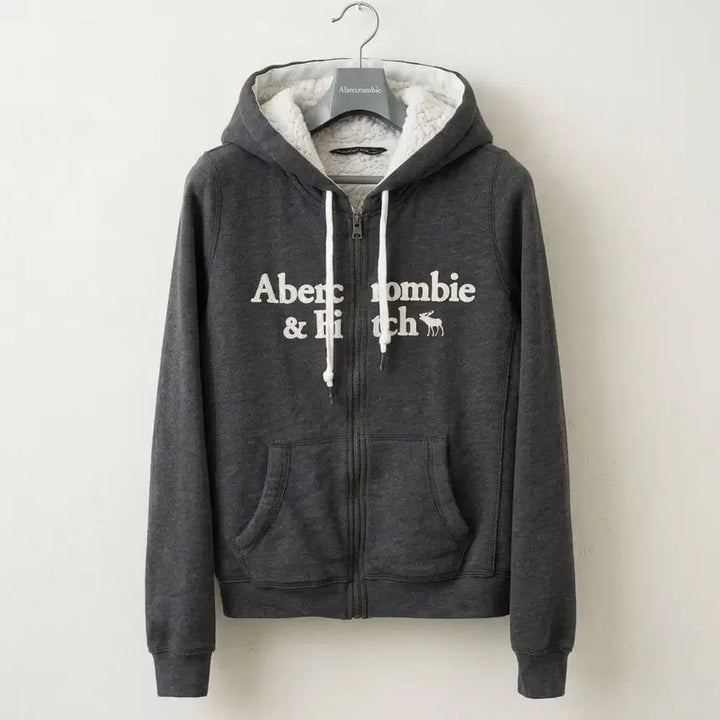 [BUNJANG] Abercrombie Fleece Lined Hoodie Charcoal S / 아베크롬비 기모 후드집업 차콜 S