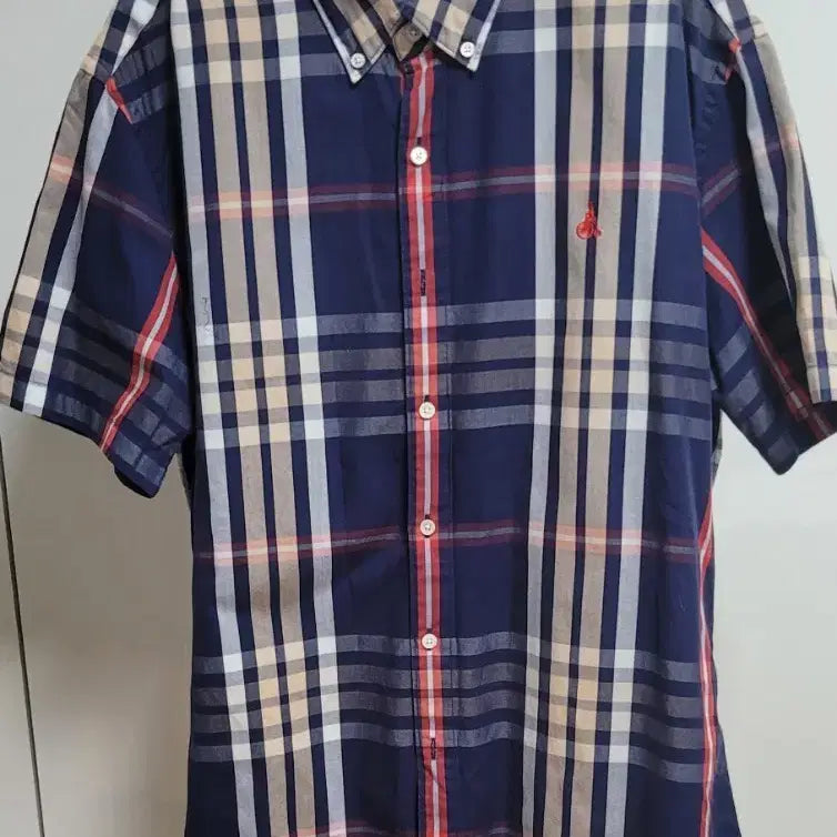 [SOLD OUT] 빈폴 체크 반팔 셔츠 네이비