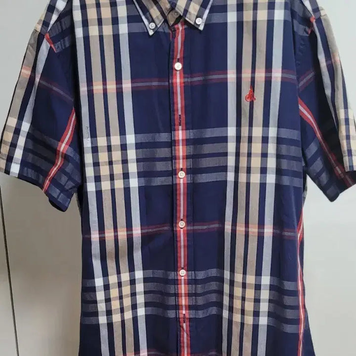 [SOLD OUT] 빈폴 체크 반팔 셔츠 네이비
