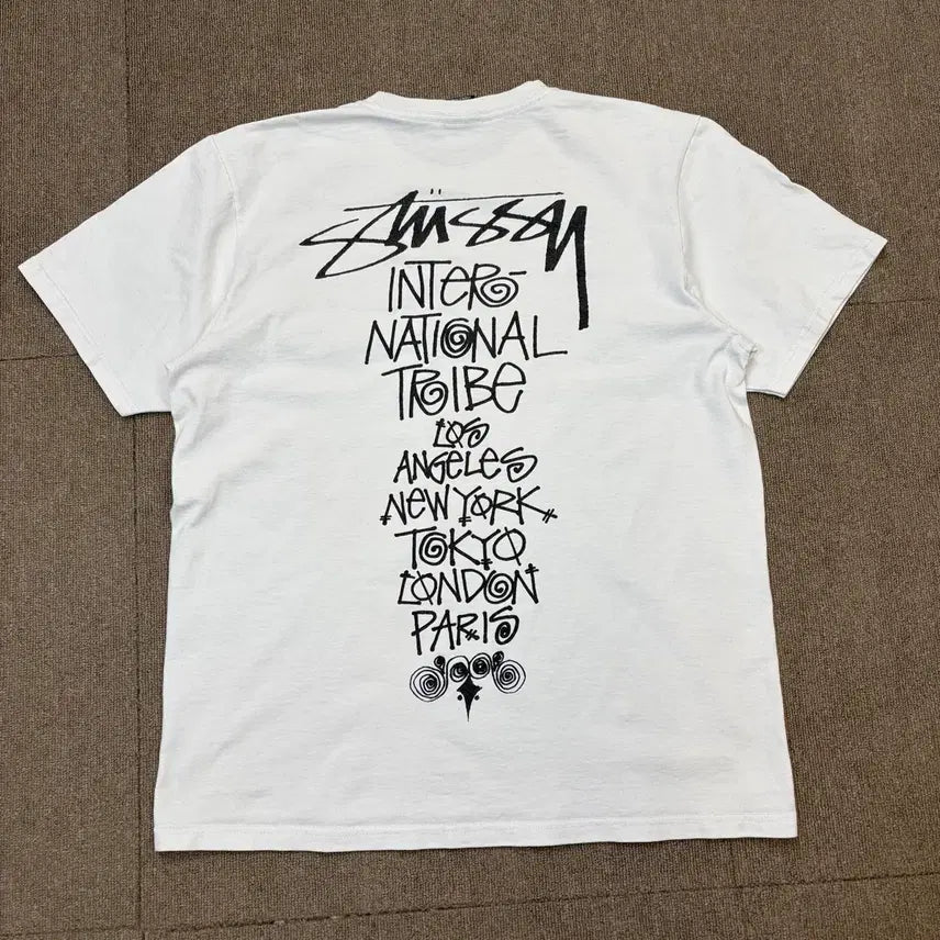 [BUNJANG] Stussy Tribe Stack T-shirt (White, M) / stussy 스투시 트라이브 스택 티셔츠 m