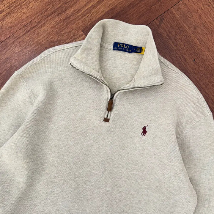 [SOLD OUT] M 폴로 랄프로렌 오트밀 반집업 면 티셔츠