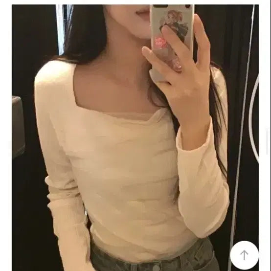 [BUNJANG] Jenio Ivory Square Neck Long Sleeve Blouse / 제니오-아이보리 스퀘어넥 긴팔 블라우스