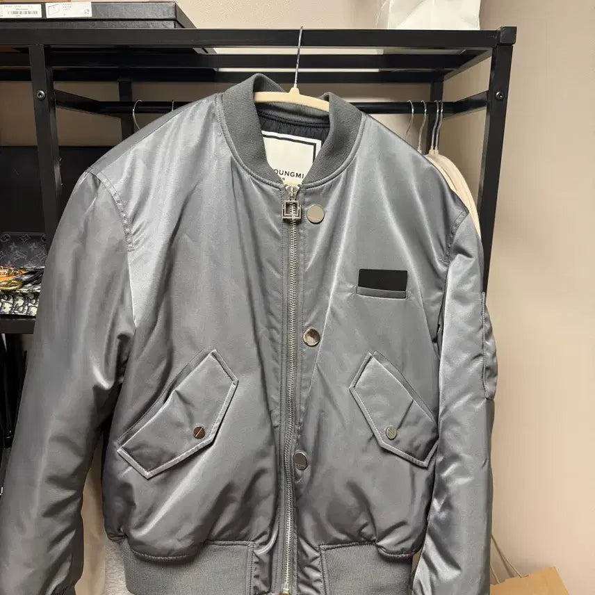 [BUNJANG] Wooyoungmi White Logo MA-1 Bomber Jacket / {A+/46}우영미 백로고 ma-1봄버자켓 새상품급