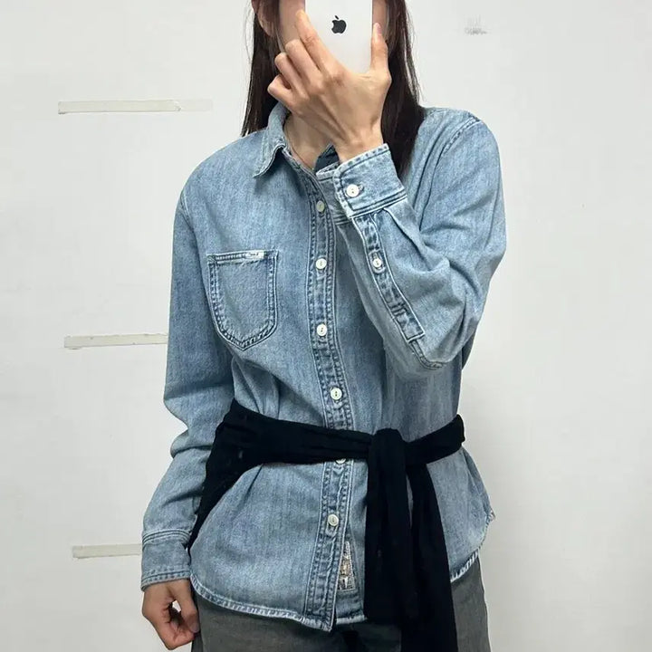 [BUNJANG] Lee Oversized Washed Denim Shirt / Lee 오버핏 워싱 데님 셔츠