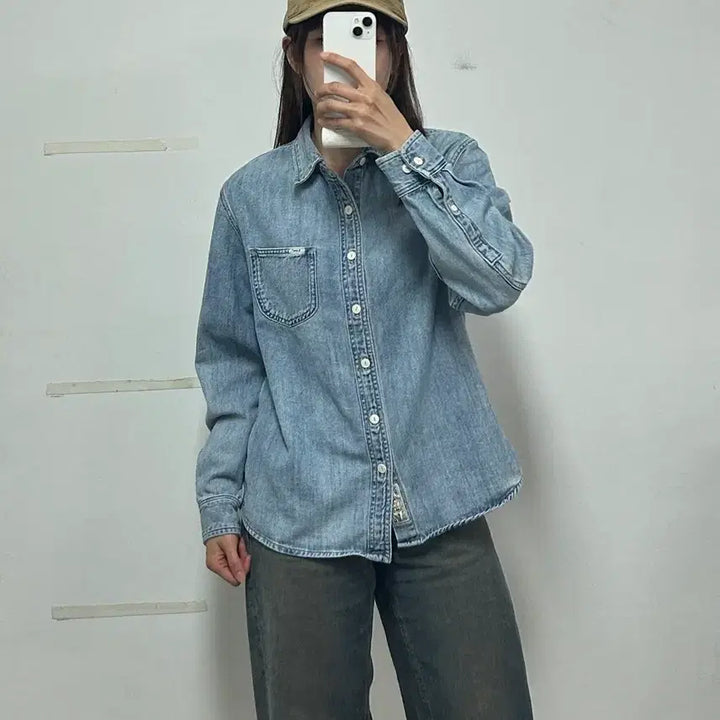 [BUNJANG] Lee Oversized Washed Denim Shirt / Lee 오버핏 워싱 데님 셔츠