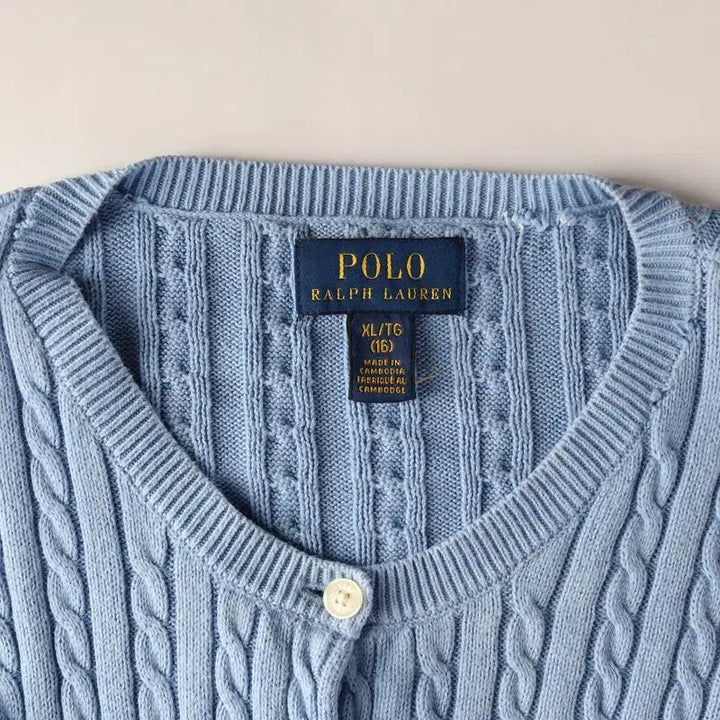 [BUNJANG] Polo Ralph Lauren Sky Blue Cable Knit Cardigan XL / 폴로 랄프로렌 스카이블루 꽈배기 가디건 XL 16