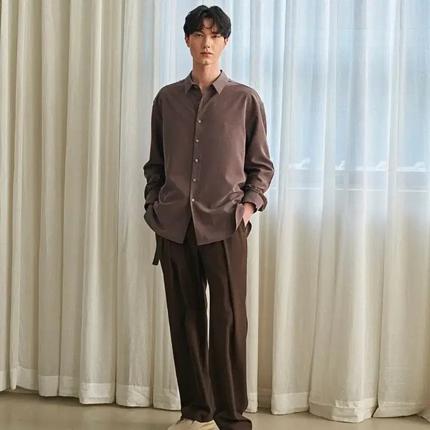[BUNJANG] LeHAv Minimalist Shirt (Deep Brown) / 르아브 미니멀리즘 셔츠 M (딥브라운)