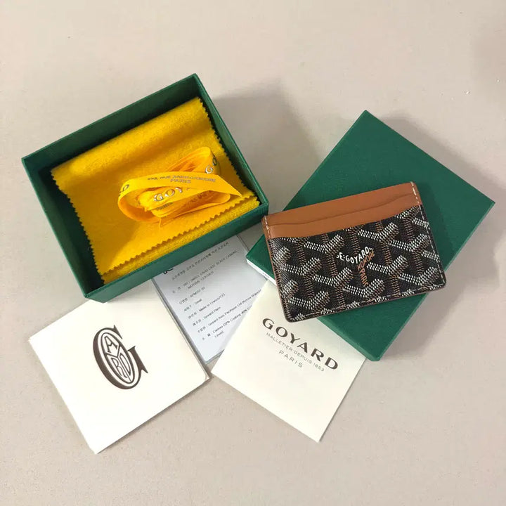 [BUNJANG] Goyard Saint Sulpice Card Wallet Black and Tan / 고야드 생쉴피스 카드지갑 블랙탄 갤러리아구매 풀구성