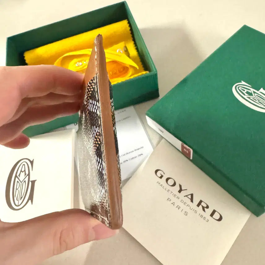 [BUNJANG] Goyard Saint Sulpice Card Wallet Black and Tan / 고야드 생쉴피스 카드지갑 블랙탄 갤러리아구매 풀구성