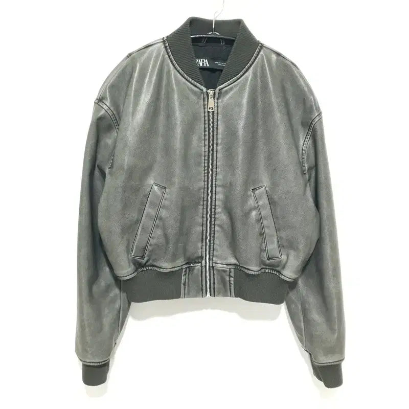 [BUNJANG] ZARA Vintage Faux Leather Bomber Jacket (S) / 자라 빈티지 페이크 레더 봄버 점퍼 S_W0417