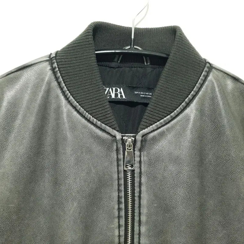 [BUNJANG] ZARA Vintage Faux Leather Bomber Jacket (S) / 자라 빈티지 페이크 레더 봄버 점퍼 S_W0417
