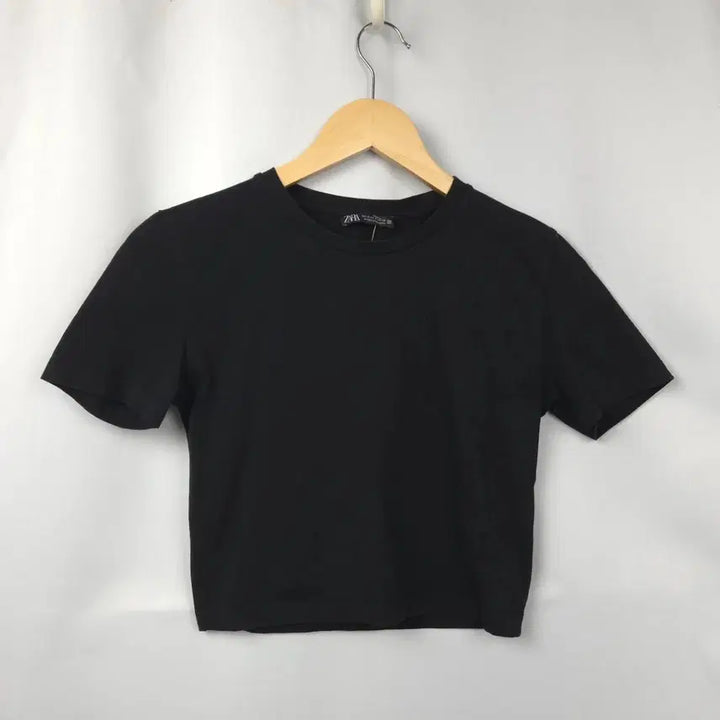 [SOLD OUT] 여S 자라 베이직 블랙 크롭 반팔 티셔츠