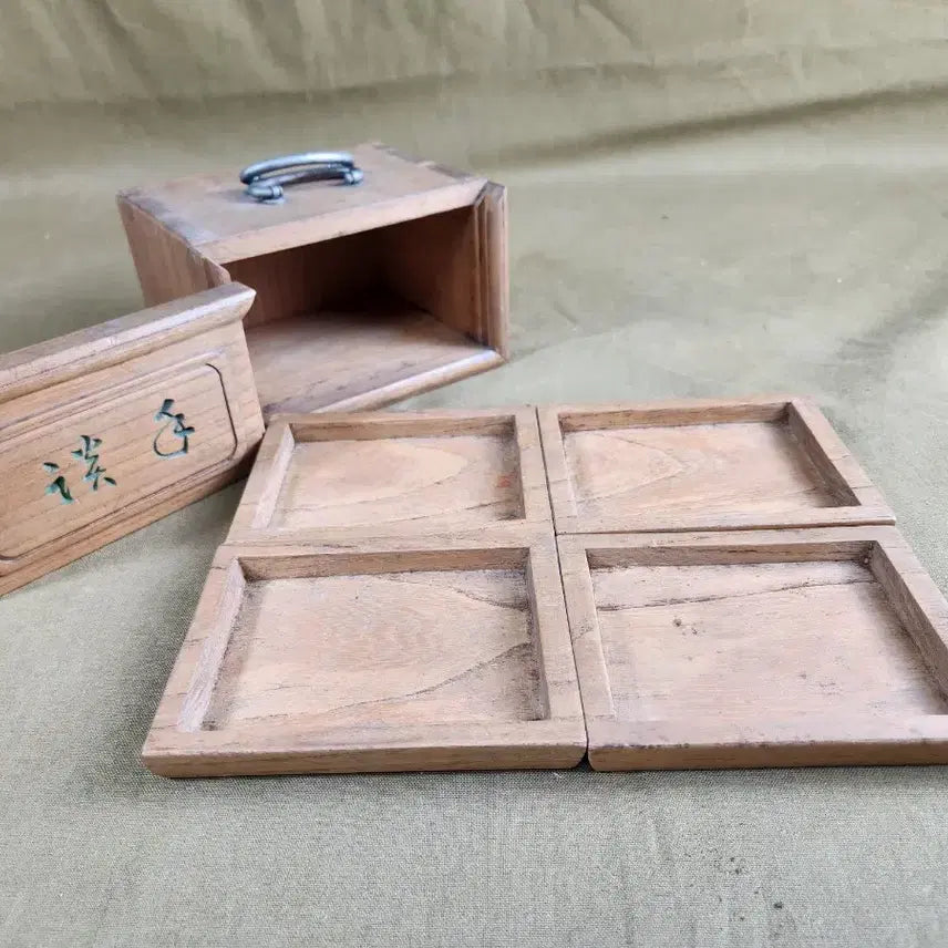 [BUNJANG] Natural Zelkova Wood Joined Chest with Stand / 천연목 느티나무,귀목 주먹장부함,잔받침