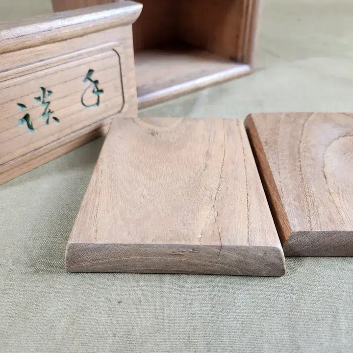 [BUNJANG] Natural Zelkova Wood Joined Chest with Stand / 천연목 느티나무,귀목 주먹장부함,잔받침