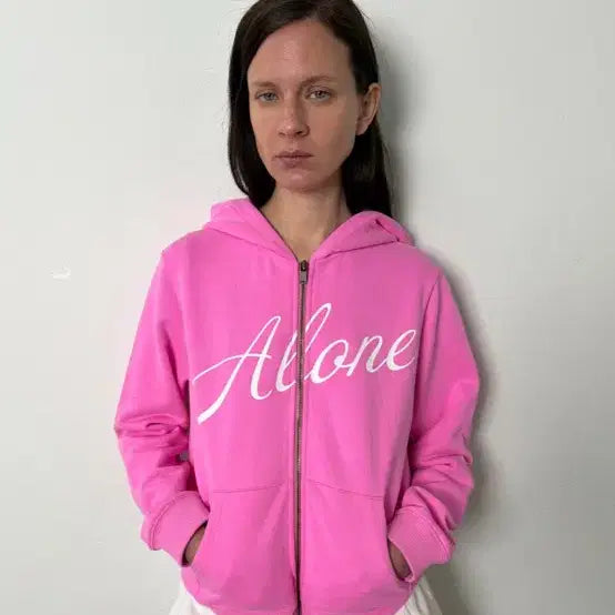 [BUNJANG] Just.haus Pink Zip-up Hoodie / 저스트하우스 just.haus 핑크 집업후디