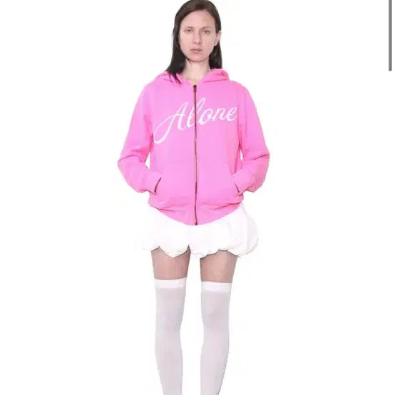 [BUNJANG] Just.haus Pink Zip-up Hoodie / 저스트하우스 just.haus 핑크 집업후디